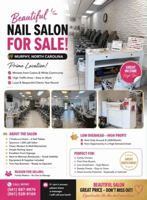Cơ Hội Mua Tiệm Nail Tại Murphy, North Carolina