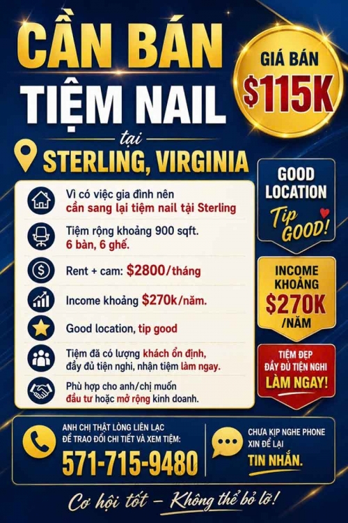 Cơ Hội Mua Tiệm Nail Tại Sterling, Virginia