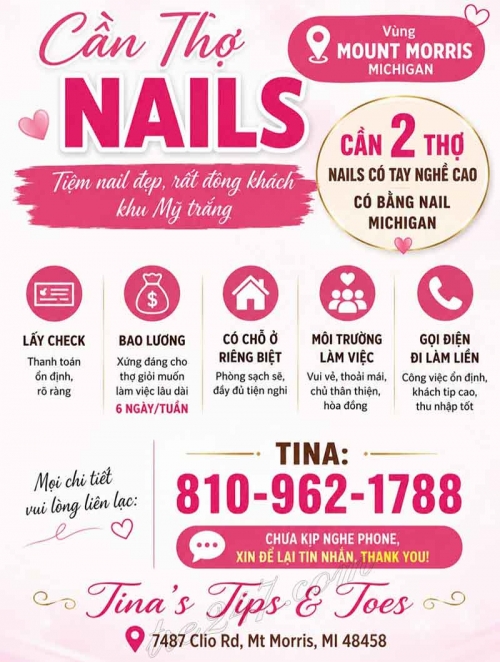Cơ Hội Việc Làm Nail Tại Mt Morris, Michigan – Thợ Nail
