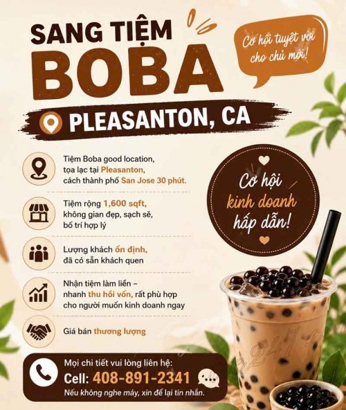 Sang Lại Tiệm Boba In Pleasanton, California