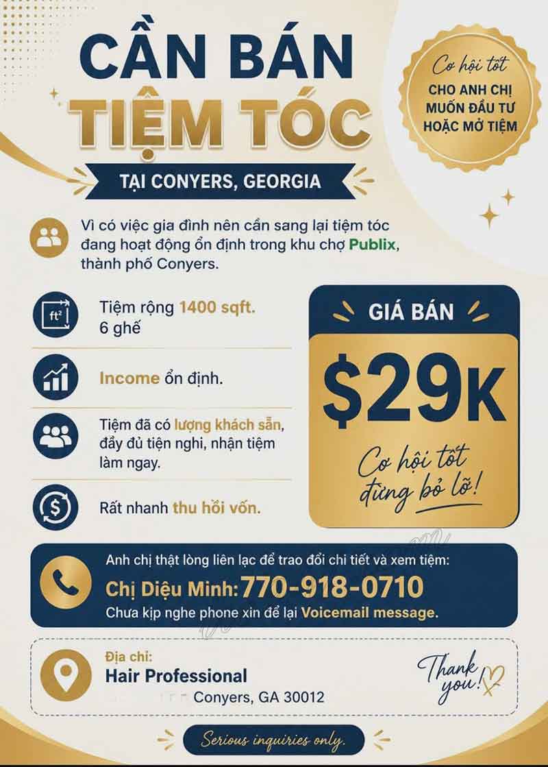 Sang Lại Tiệm Tóc Khu Conyers, Georgia