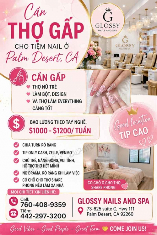 Cần Thợ Nails Tại Palm Desert , California – Cần Thợ Gấp