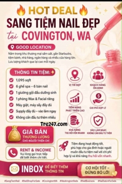 Bán/Sang Tiệm Nail Covington, Washington – 6 bàn, 6 ghế