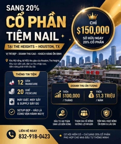 Bán/Sang Tiệm Nail Houston, Texas – 12 bàn, 20 ghế