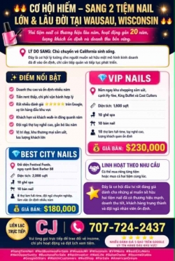 Bán/Sang Tiệm Nail Wausau, Wisconsin – 10 bàn, 10 ghế