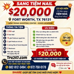Tiệm Nail Tại Fort Worth, TX Chỉ Sang $20,000