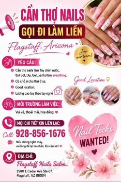 Cơ Hội Việc Làm Nail Tại Flagstaff, Arizona – Thợ bột, Tay chân nước, Dip