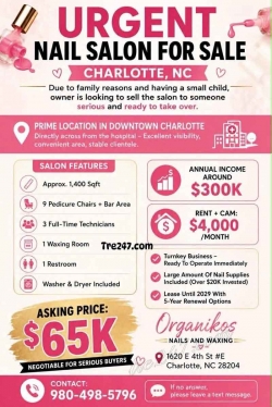 Sang Lại Tiệm Nail Khu Charlotte, North Carolina