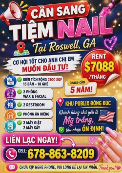 Sang Lại Tiệm Nail Khu Roswell, Georgia – Rent $7088/tháng