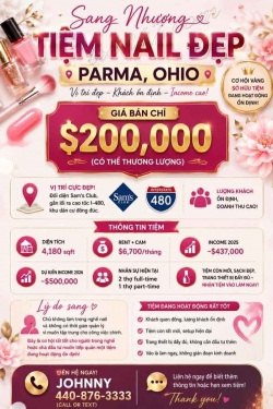 Tiệm Nail Sang Lại Parma, Ohio – Income 2025