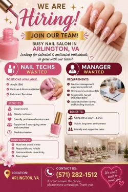 Tiệm Nail Tuyển Thợ Tại Arlington, Virginia