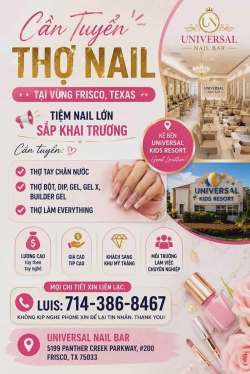 Tiệm Nail Tuyển Thợ Tại Frisco, Texas – Tay chân nước, Dip, Gel