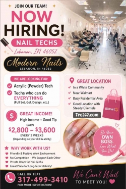 Tuyển Thợ Nail Khu Lebanon, Indiana – Thợ bột, Everything