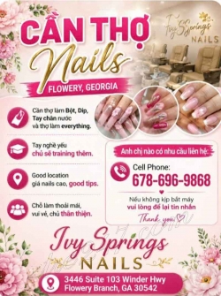 Tuyển Thợ Nail Khu Flowery Branch, Georgia – Thợ bột, Tay chân nước, Dip