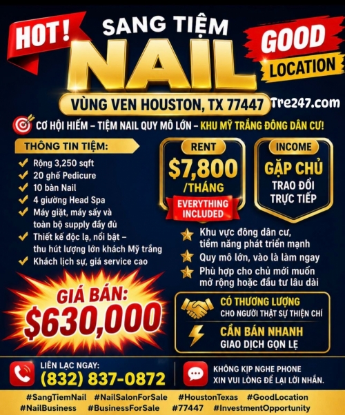 Tiệm Nail Sang Lại Houston, Texas