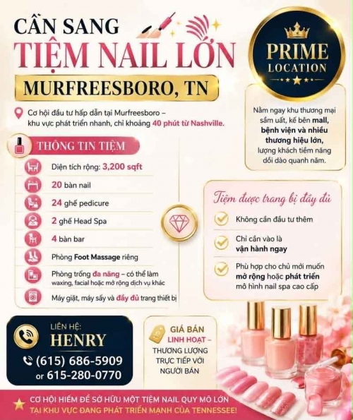 Tiệm Nail Sang Lại Murfreesboro, Tennessee