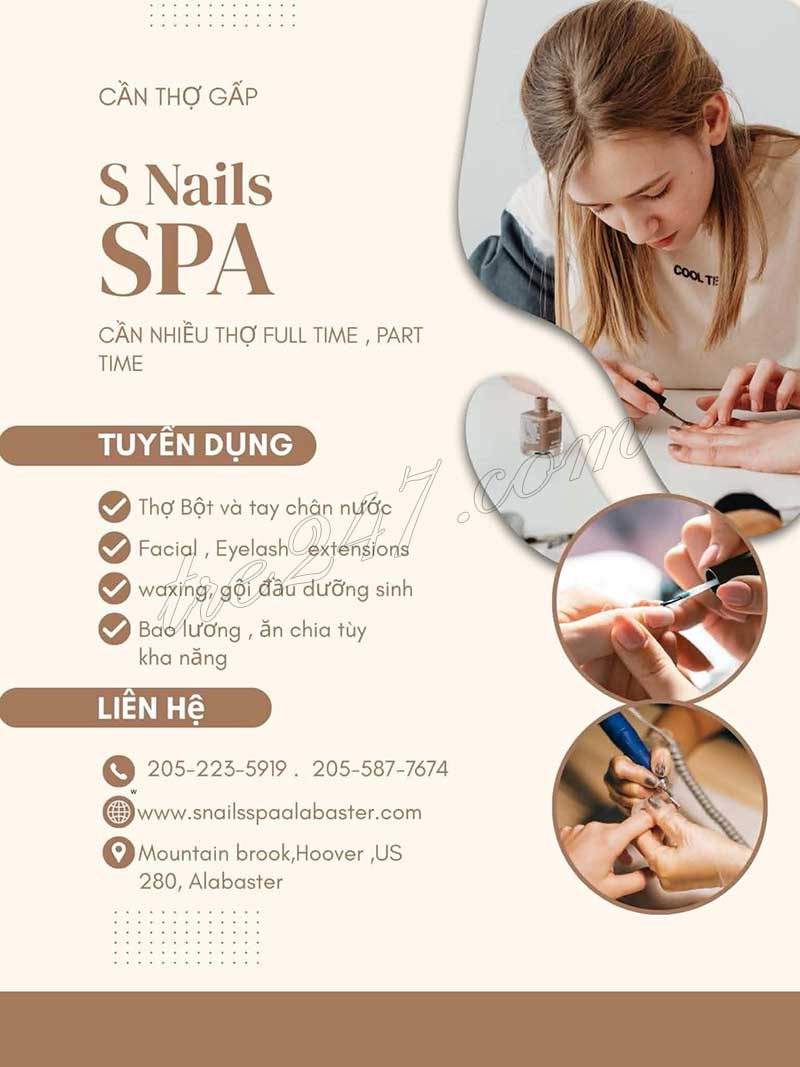 Tiệm Nail Tuyển Thợ Tại Alabaster, Alabama – Thợ bột, Tay chân nước, Dip