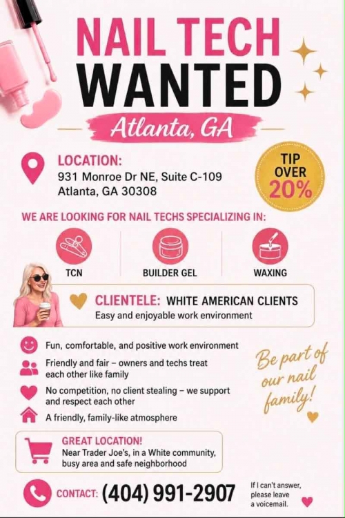 Tiệm Nail Tuyển Thợ Tại Atlanta, Georgia – Gel