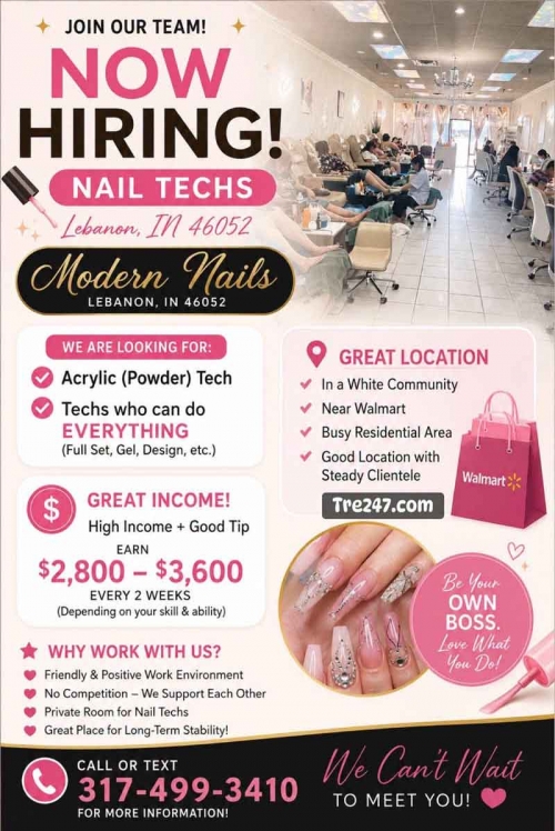 Tuyển Thợ Nail Khu Lebanon, Indiana – Thợ bột, Everything