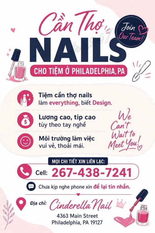 Tuyển Thợ Nail Khu Philadelphia, Pennsylvania – Everything, Design